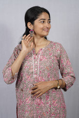 Samaira Pink Cotton Straight Kurta