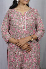 Samaira Pink Cotton Straight Kurta