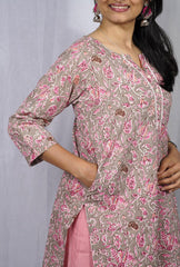 Samaira Pink Cotton Straight Kurta