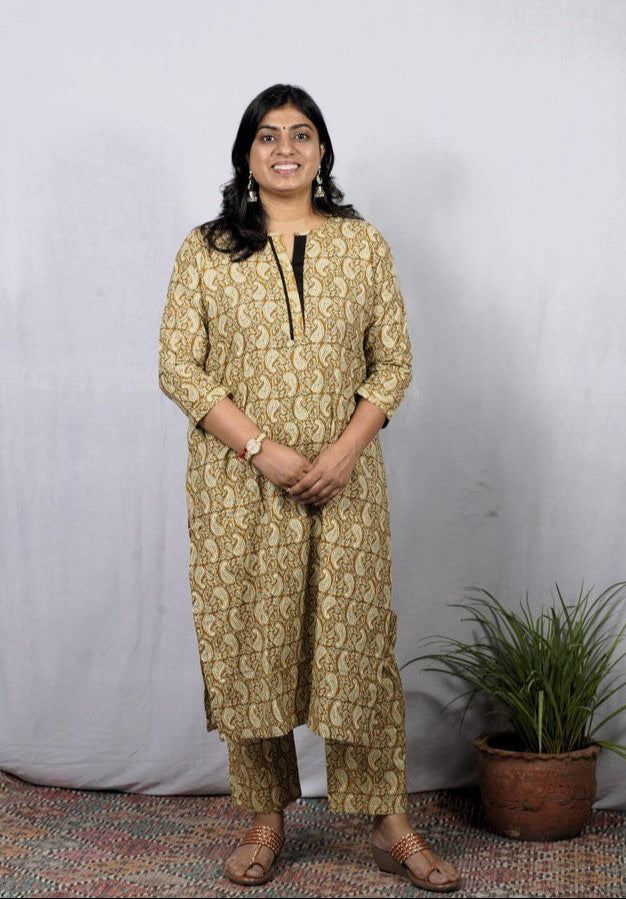 Kaniska Yellow Cotton Coord Set