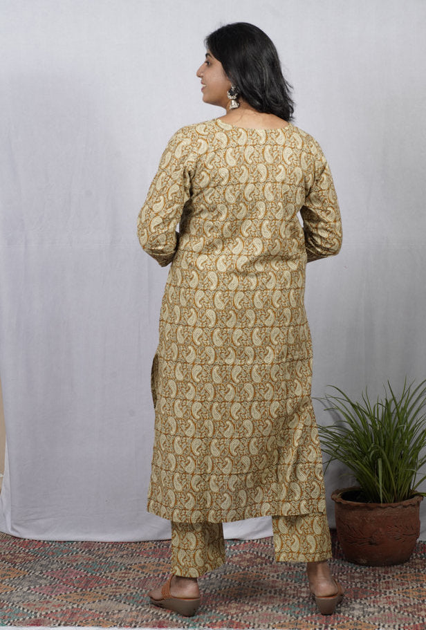 Kaniska Yellow Cotton Coord Set