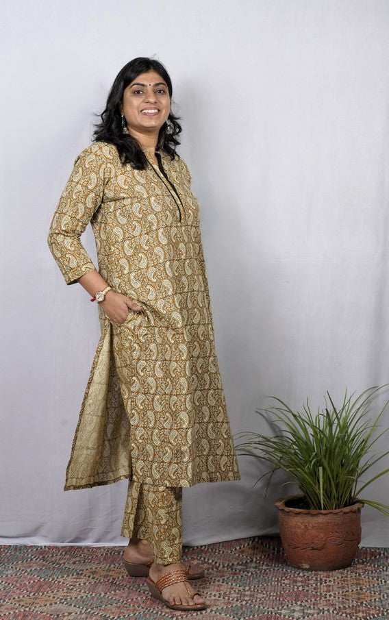 Kaniska Yellow Cotton Coord Set