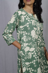 Twisha Green Cotton Straight Kurta elegant ethnic wear for women, available for online shopping