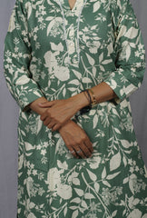 Twisha Green Cotton Straight Kurta elegant ethnic wear for women, available for online shopping