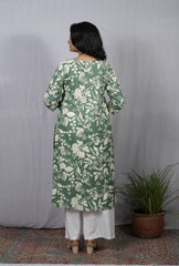 Twisha Green Cotton Straight Kurta elegant ethnic wear for women, available for online shopping