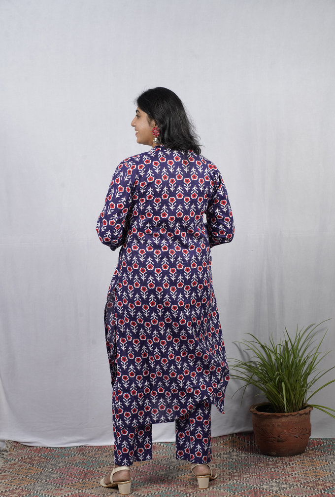 Krina Blue Cotton Coord Set