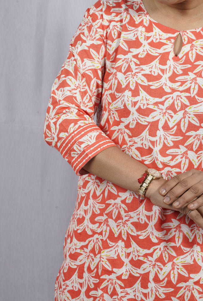 Veda Orange Cotton Coord Set