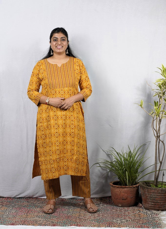 Geet Yellow Cotton Coord Set