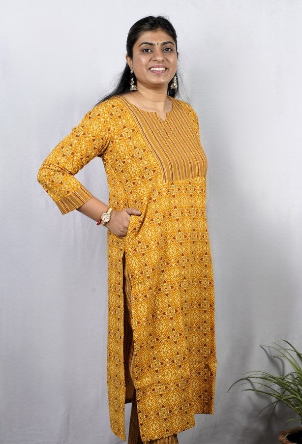 Geet Yellow Cotton Coord Set