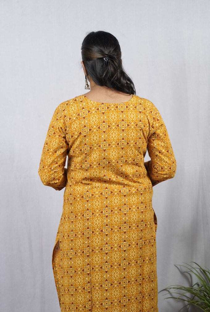 Geet Yellow Cotton Coord Set