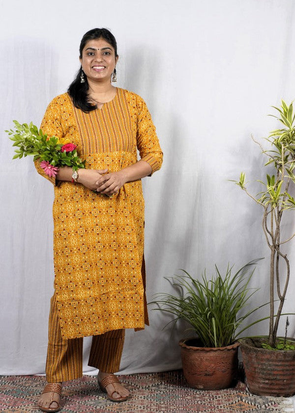 Geet Yellow Cotton Coord Set