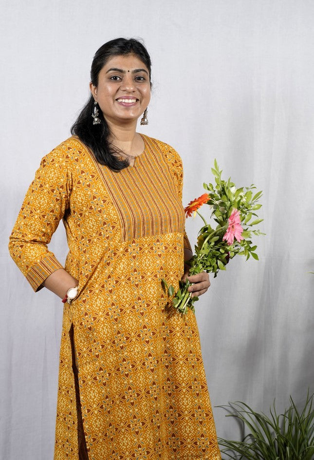 Geet Yellow Cotton Coord Set