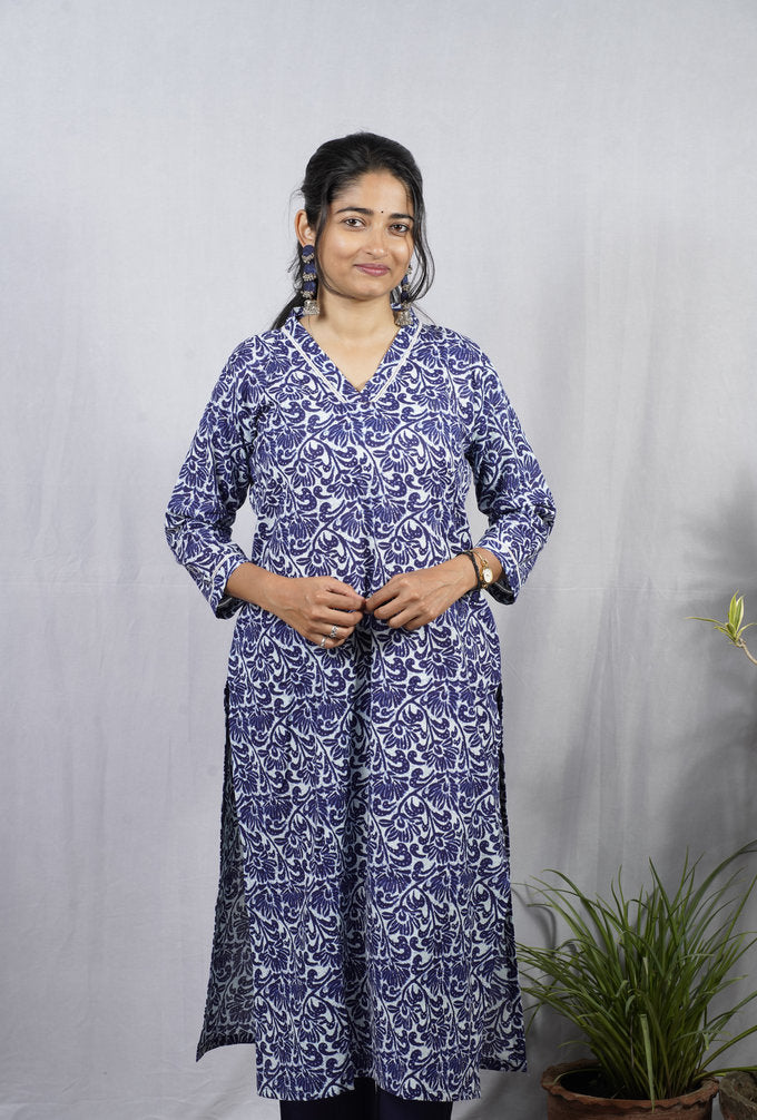 Isha Blue Cotton Coord Set