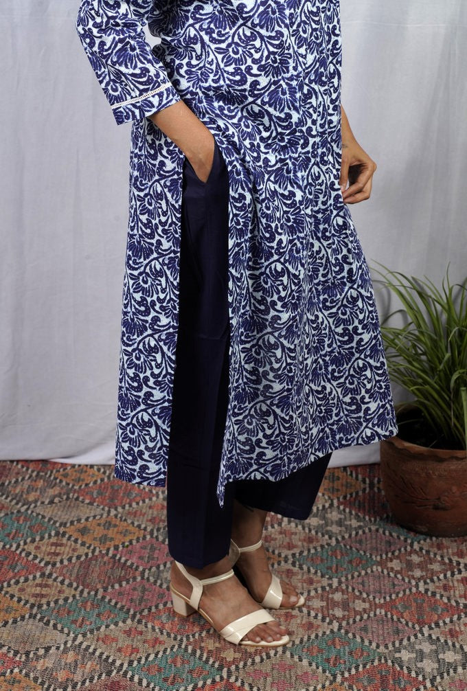 Isha Blue Cotton Coord Set