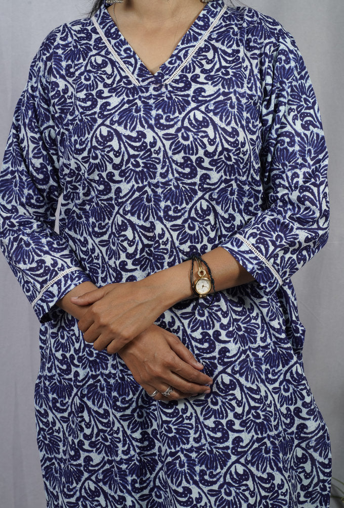 Isha Blue Cotton Coord Set