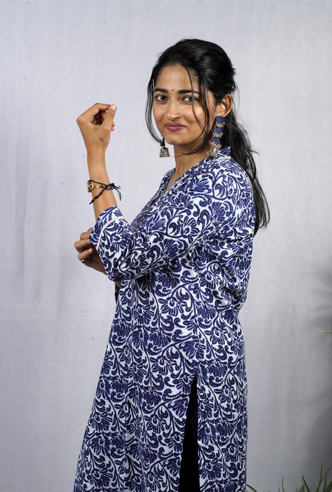 Isha Blue Cotton Coord Set