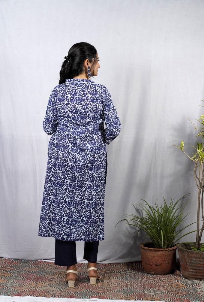 Isha Blue Cotton Coord Set