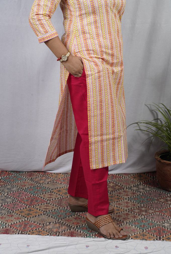 Isha Pink Cotton Coord Set