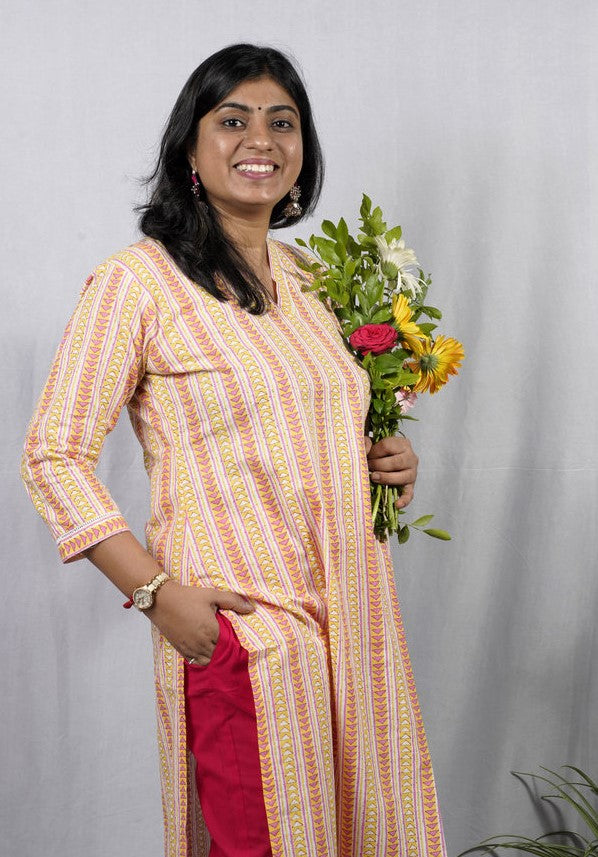 Isha Pink Cotton Coord Set