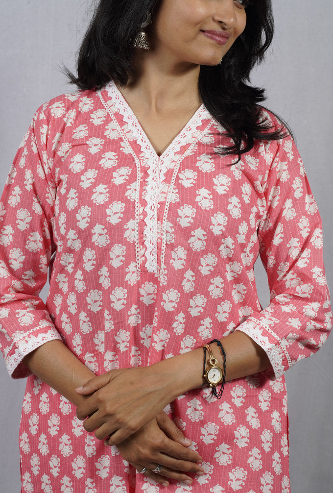 Padma Peach Cotton Coord Set