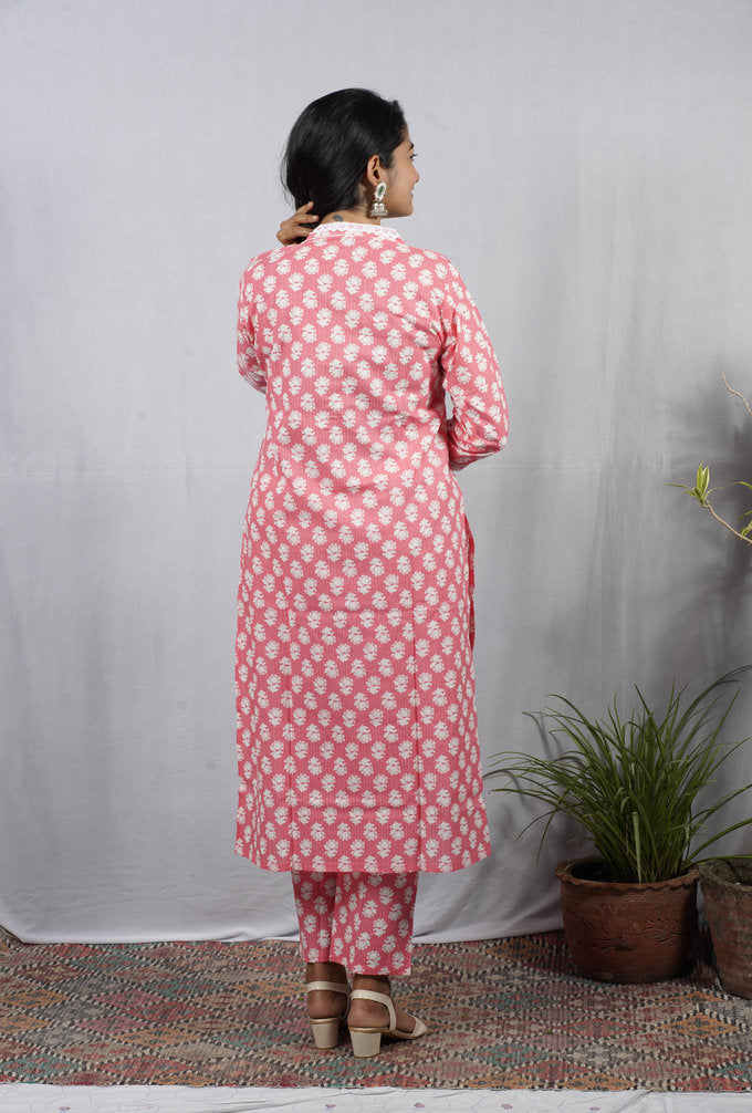 Padma Peach Cotton Coord Set