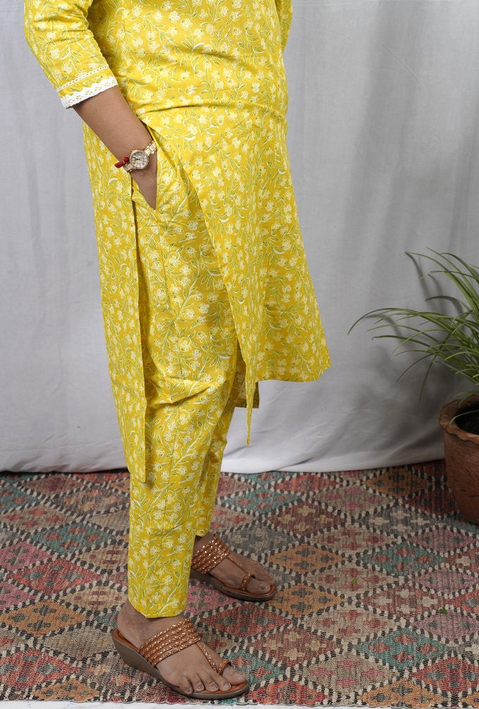 Padma Yellow Cotton Coord Set