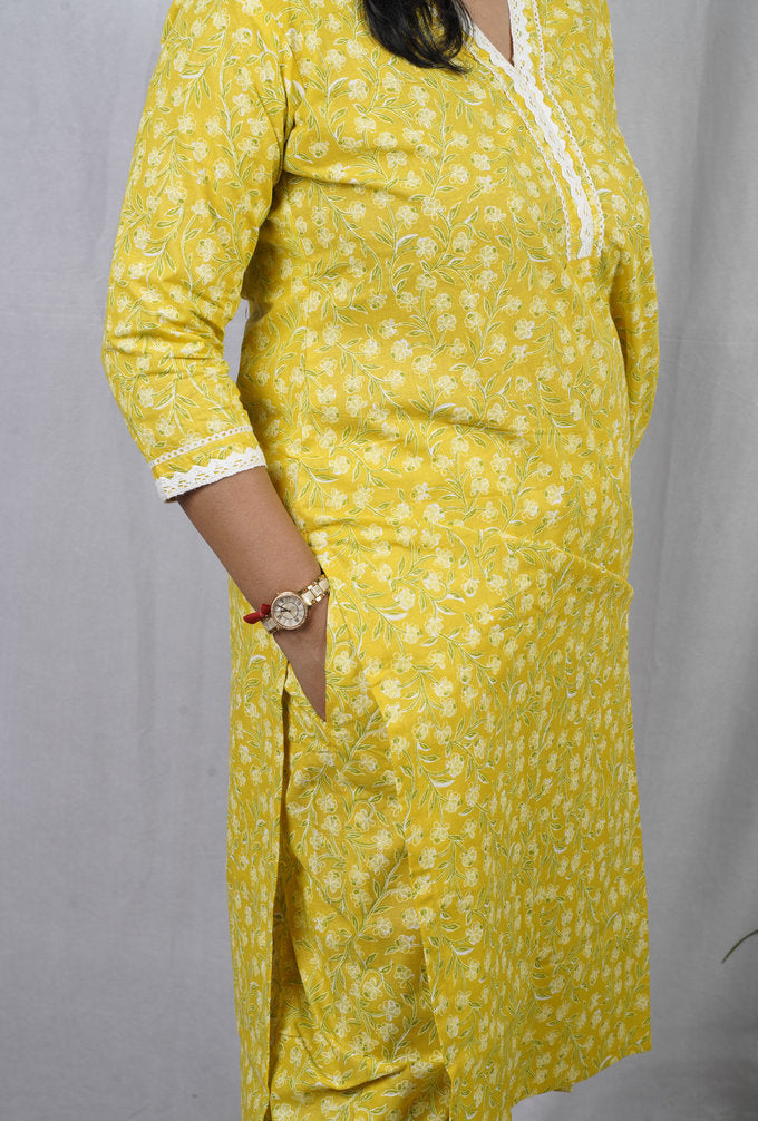 Padma Yellow Cotton Coord Set