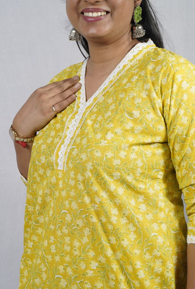 Padma Yellow Cotton Coord Set