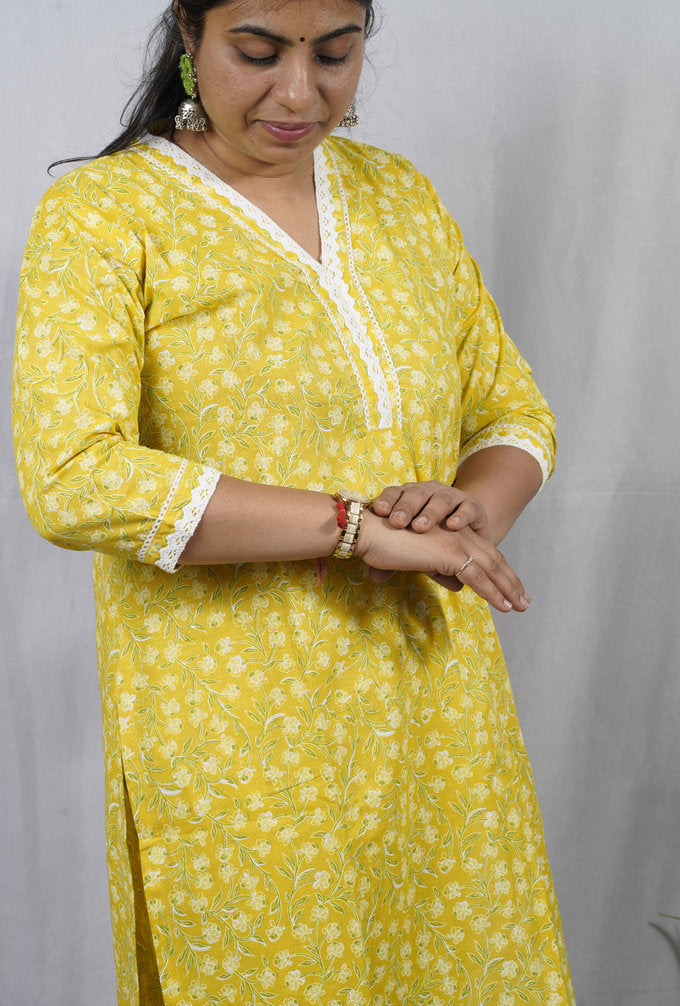 Padma Yellow Cotton Coord Set