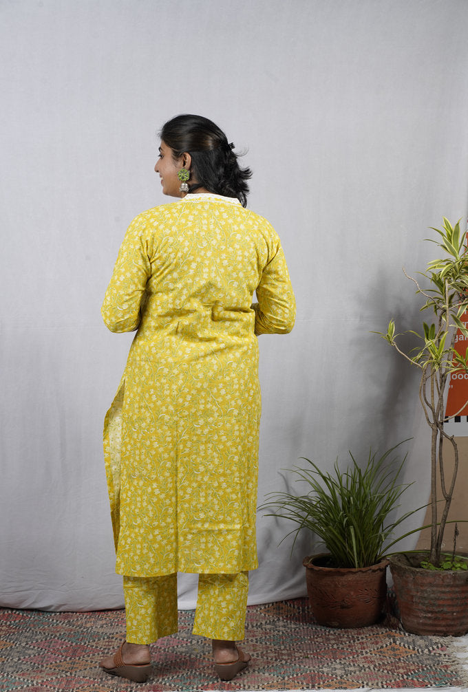 Padma Yellow Cotton Coord Set