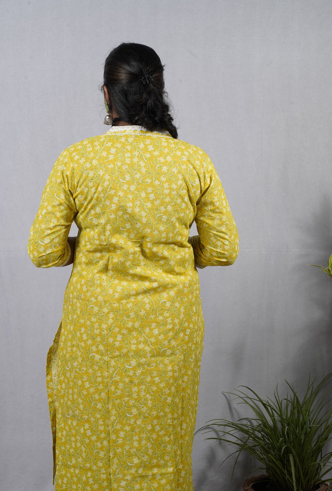 Padma Yellow Cotton Coord Set