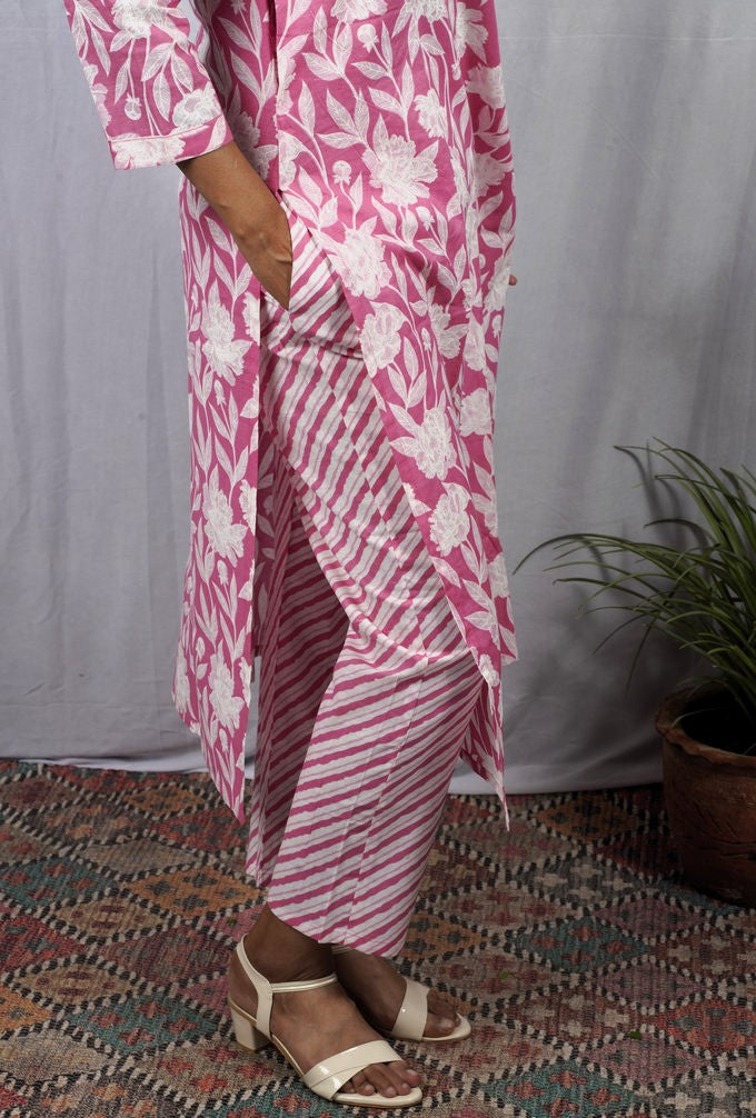 Kaniska Pink Cotton Coord Set