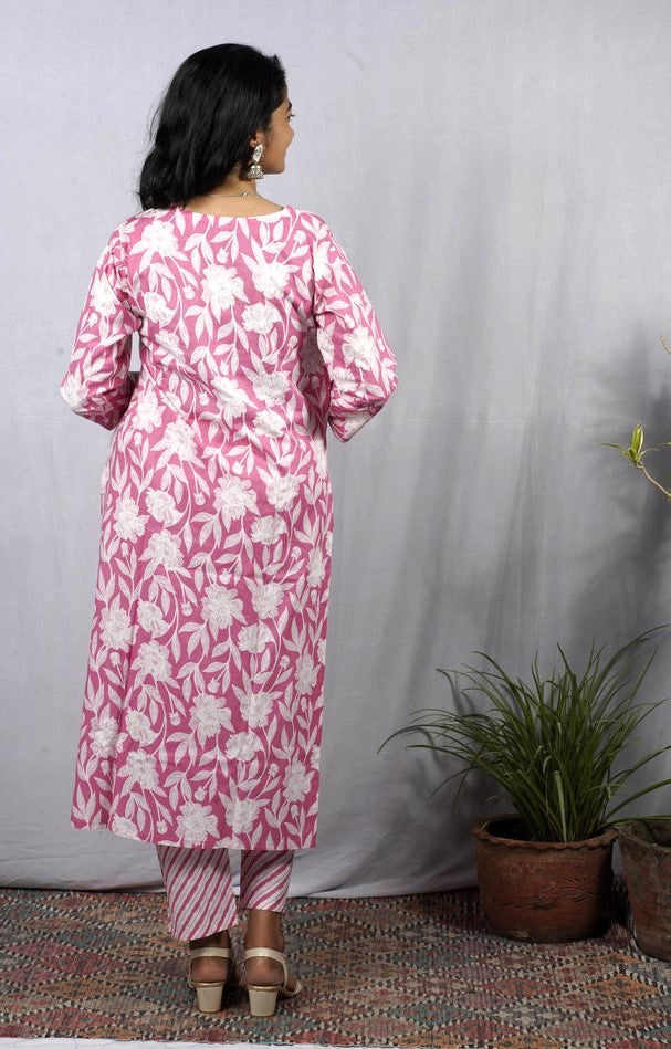 Kaniska Pink Cotton Coord Set