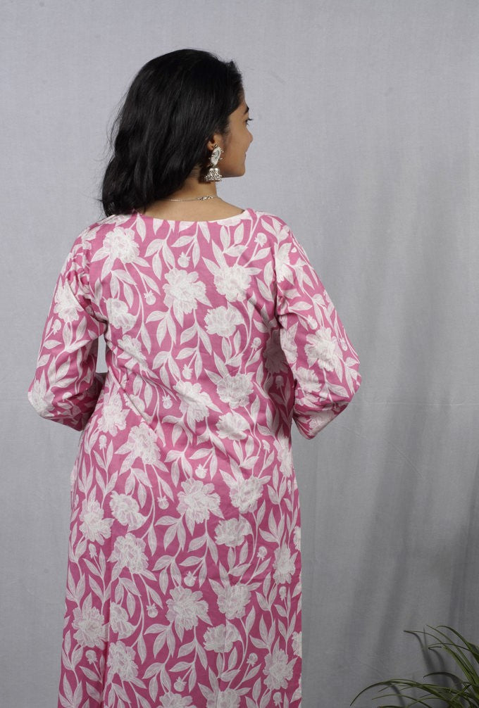 Kaniska Pink Cotton Coord Set