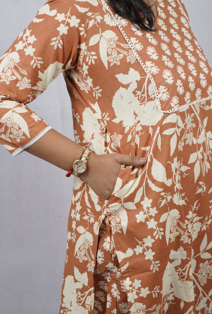 Dhani Brown Cotton Coord Set
