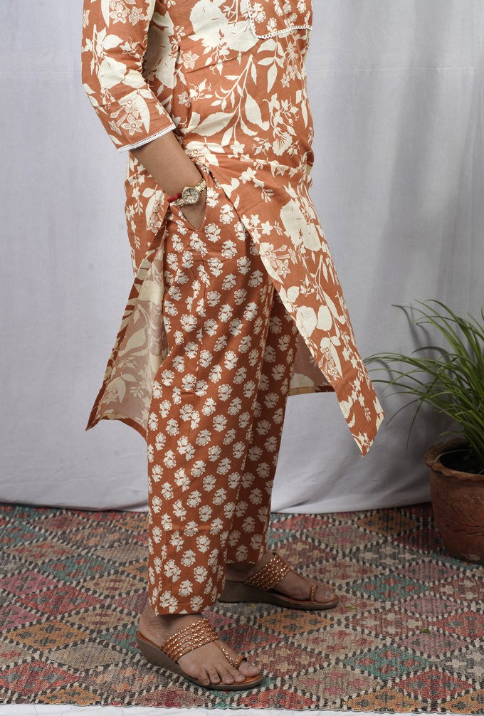 Dhani Brown Cotton Coord Set