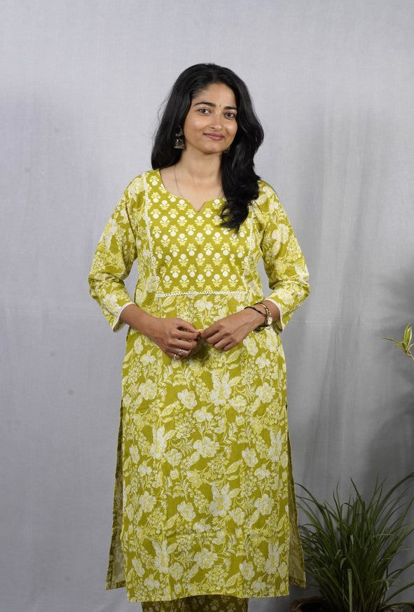 Dhani Green Cotton Coord Set