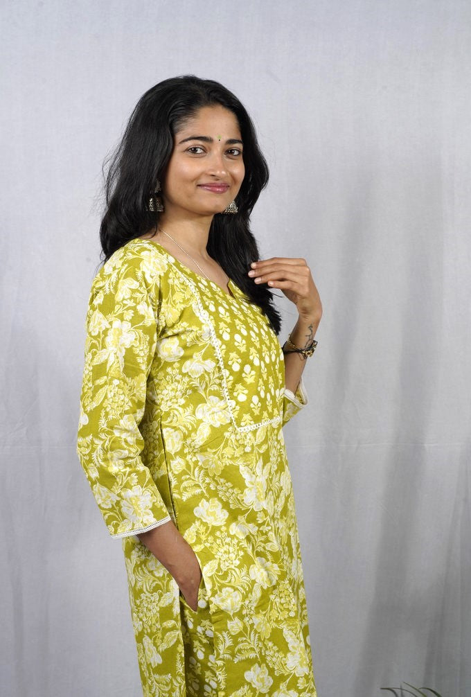 Dhani Green Cotton Coord Set
