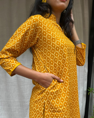 Charvi Yellow Cotton Coord Set