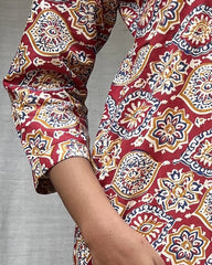 Radha Red Cotton Straight Kurta