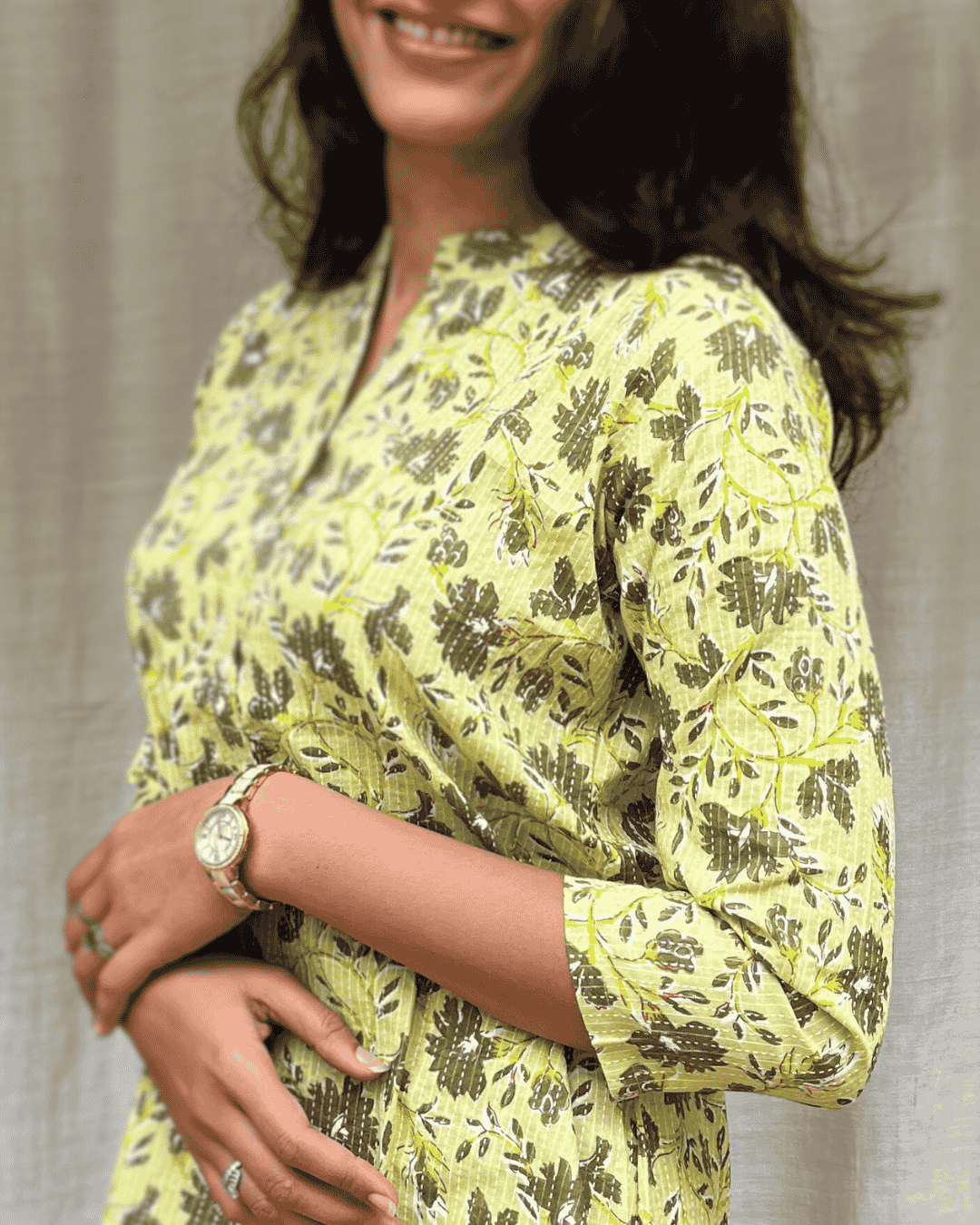 Sakti Green Cotton Short Top Kurti