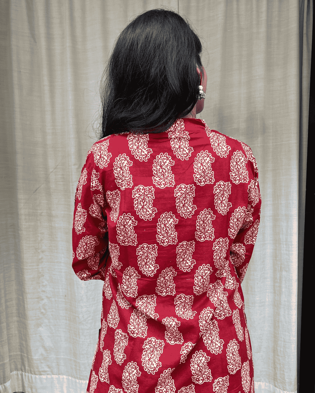 Rutvi Maroon Cotton Straight Kurta
