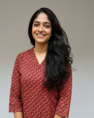 Girija Red Cotton Short Top Kurti