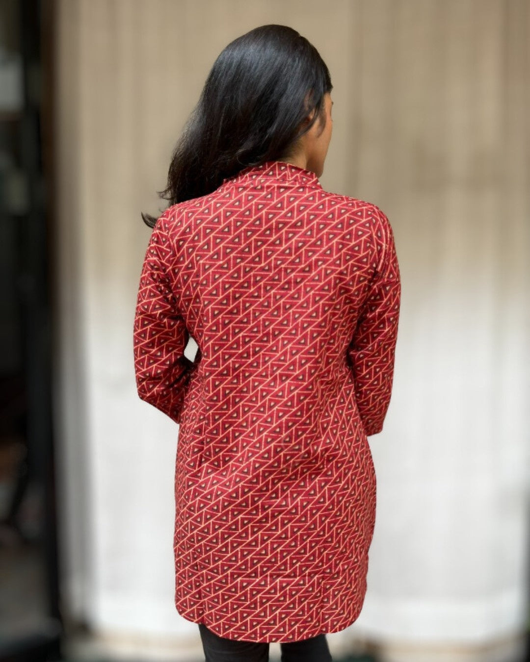 red cotton short top kurti    