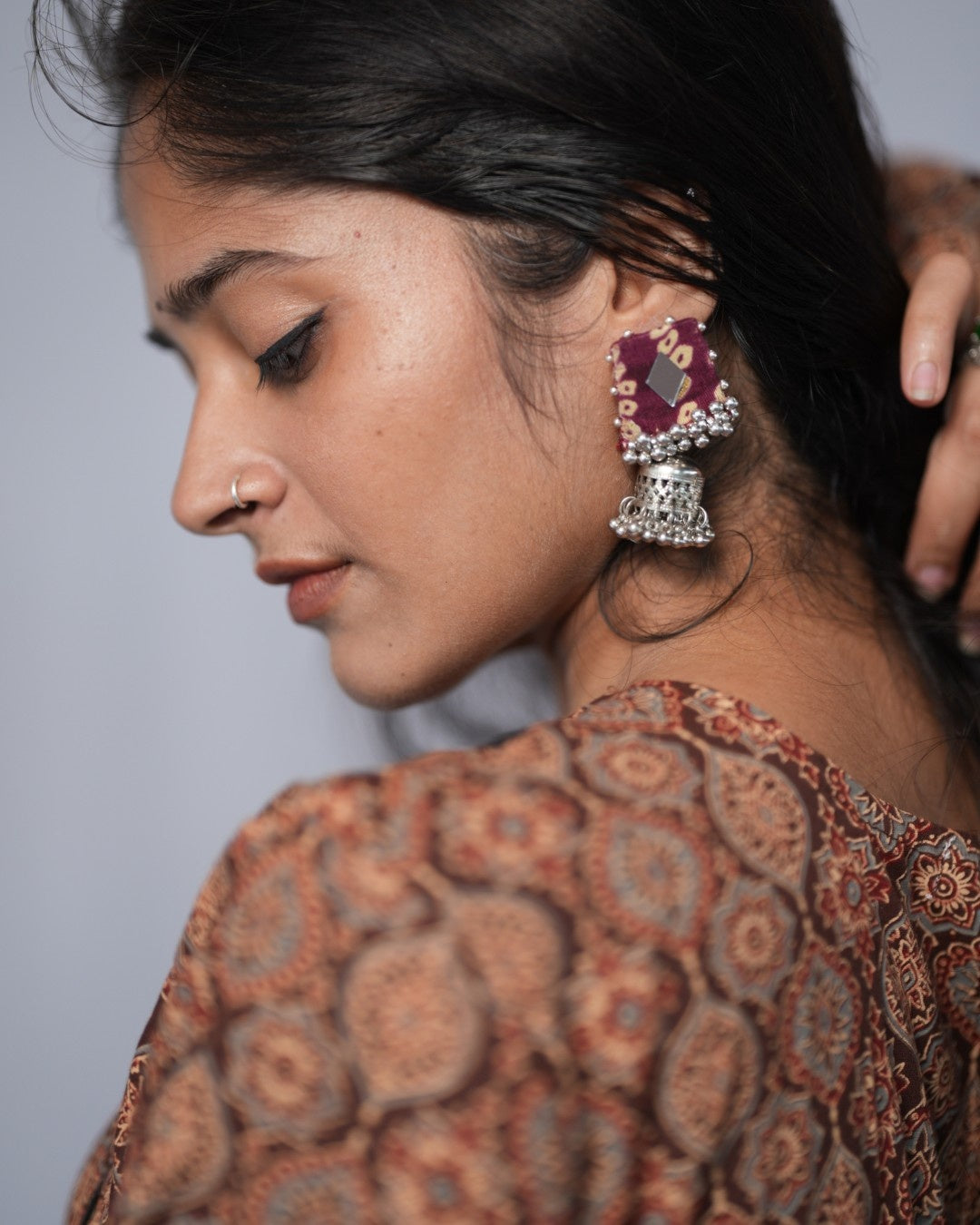 cotton brown chudi sleeves aline kurta   