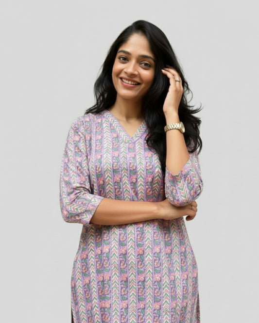 purple cotton short top kurti    