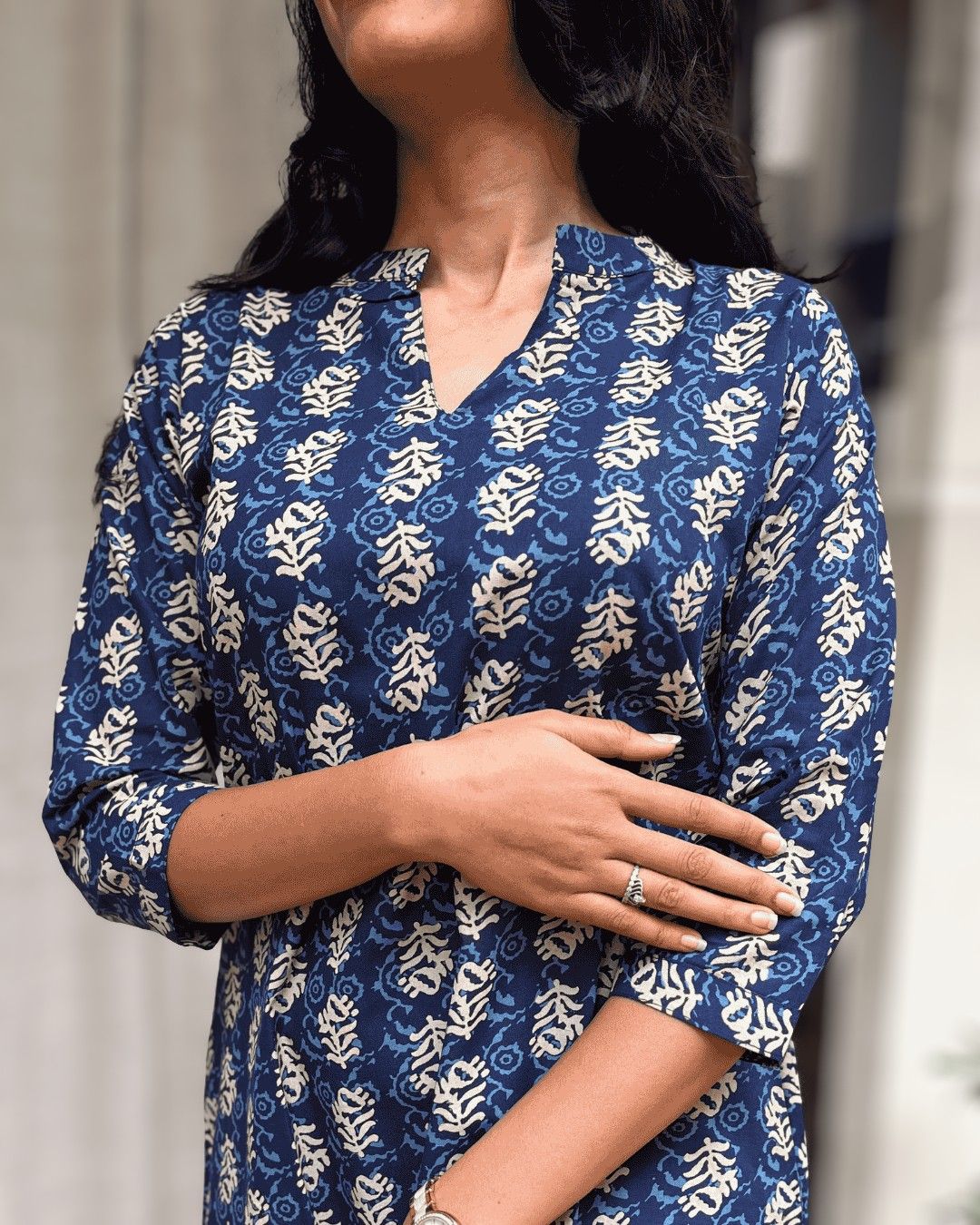 blue cotton short top kurti    