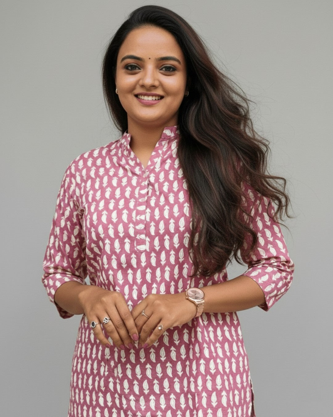 pink cotton short top kurti    
