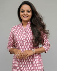 Sakti Pink Cotton Short Top Kurti