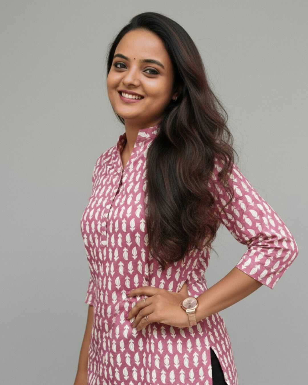 pink cotton short top kurti    